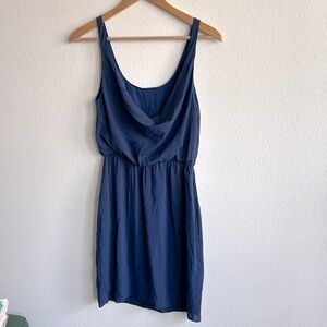 Alice + Olivia Blue Scoop Neck Silk Mini Dress Draped Back Pencil Skirt Size 2